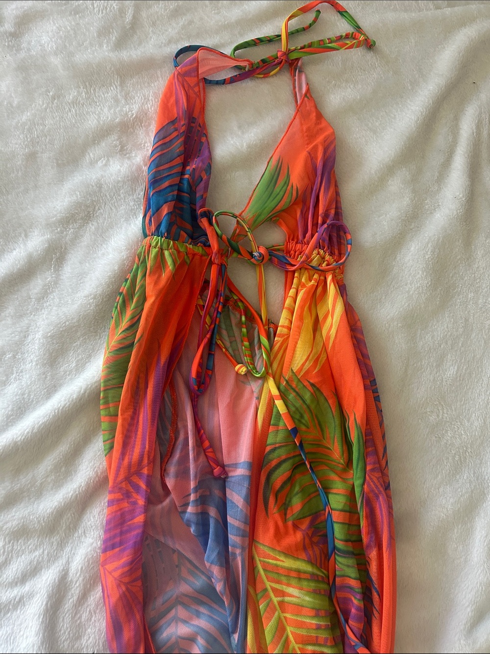 Tropical Halter Maxi swim cover dress